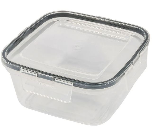 Контейнер для продуктов герметичный квадратный 0,4л с защелками (бесцветный)